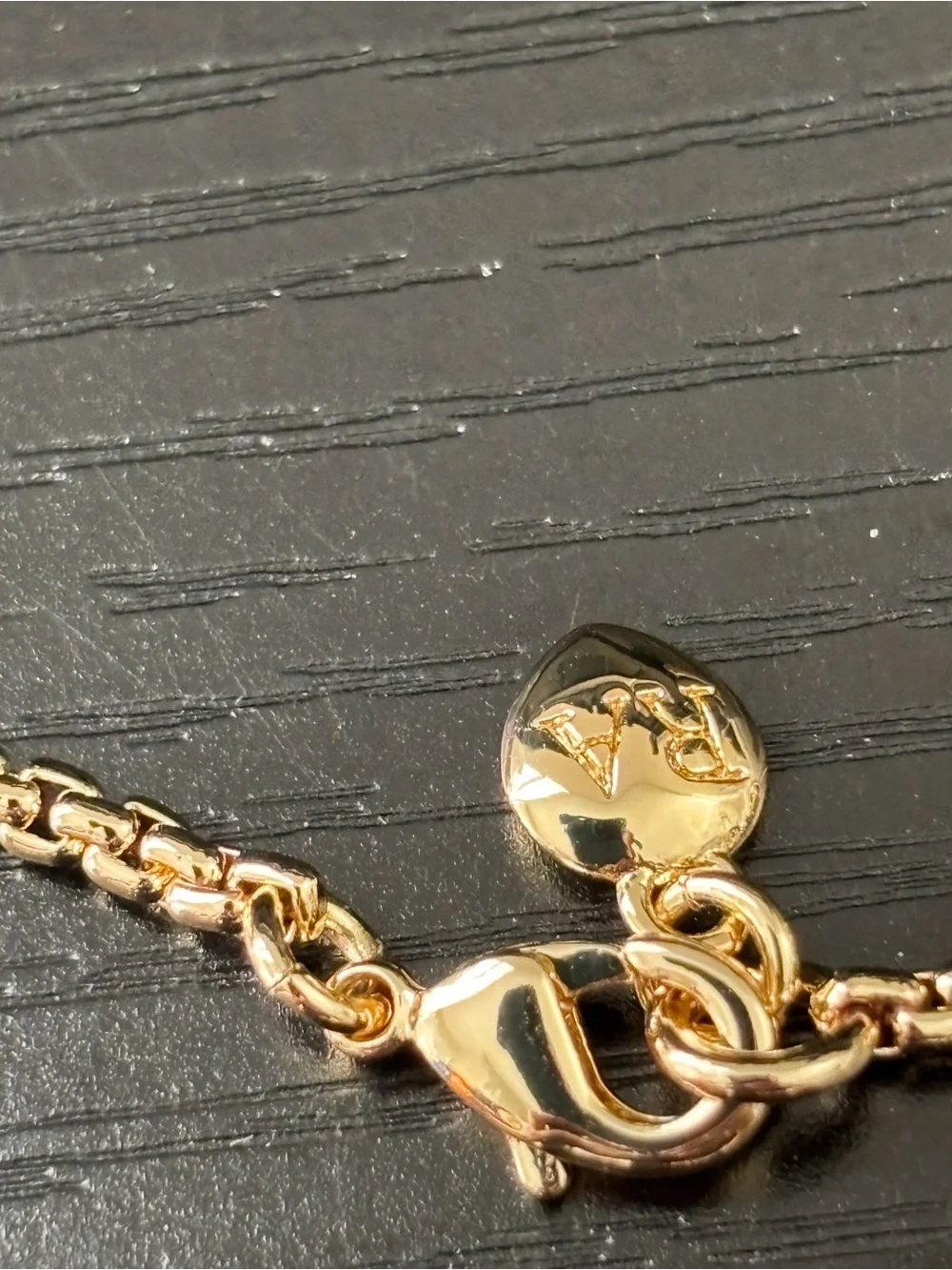 NWOT Roxanne Assoulin Gold Puffy Heart and 'A' Initial Charm Necklace